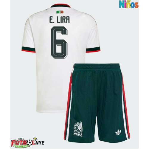 Camiseta México Erik Lira #6 Visitante Equipación para niños Mundial 2026 manga corta (+ pantalones cortos)